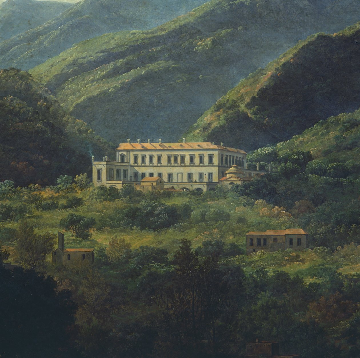 Quisisanan kuninkaallinen palatsi, lähellä Napolia, kirjoittanut Johan Christian Clausen Dahl (1788-1857), Italia tekijältä Johan Christian Dahl