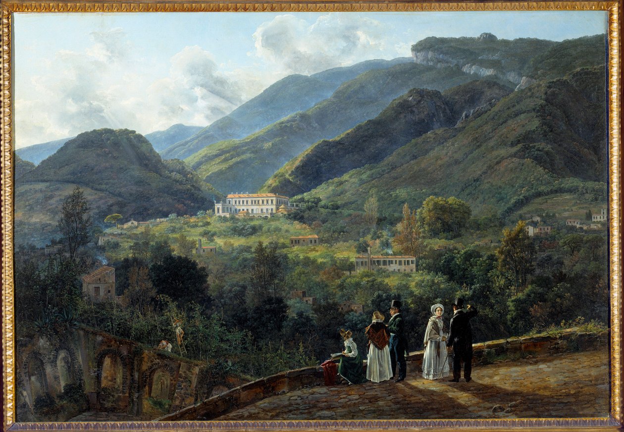 Kasino Reale de Quisiana Castellammaressa Tanskan tuomioistuimen kanssa. Johan Dahlin (1788-1857) maalaus tekijältä Johan Christian Dahl