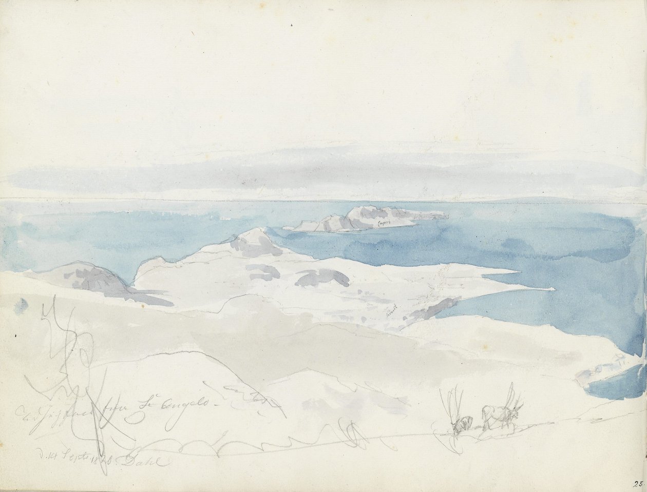 Näkymä Napolinlahdelle Monte St. Angelosta tekijältä Johan Christian Dahl