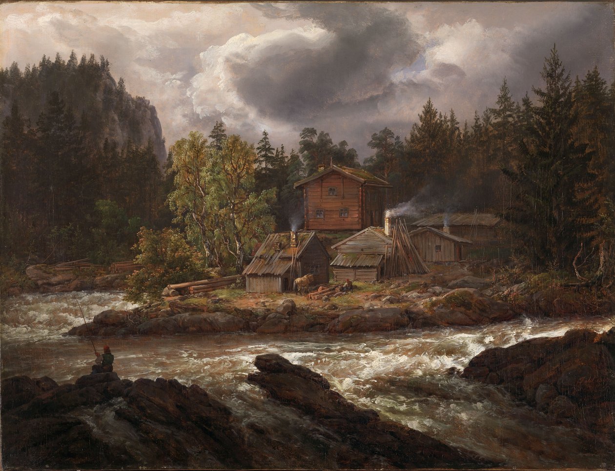 Näkymä Hønefossenille tekijältä Johan Christian Dahl