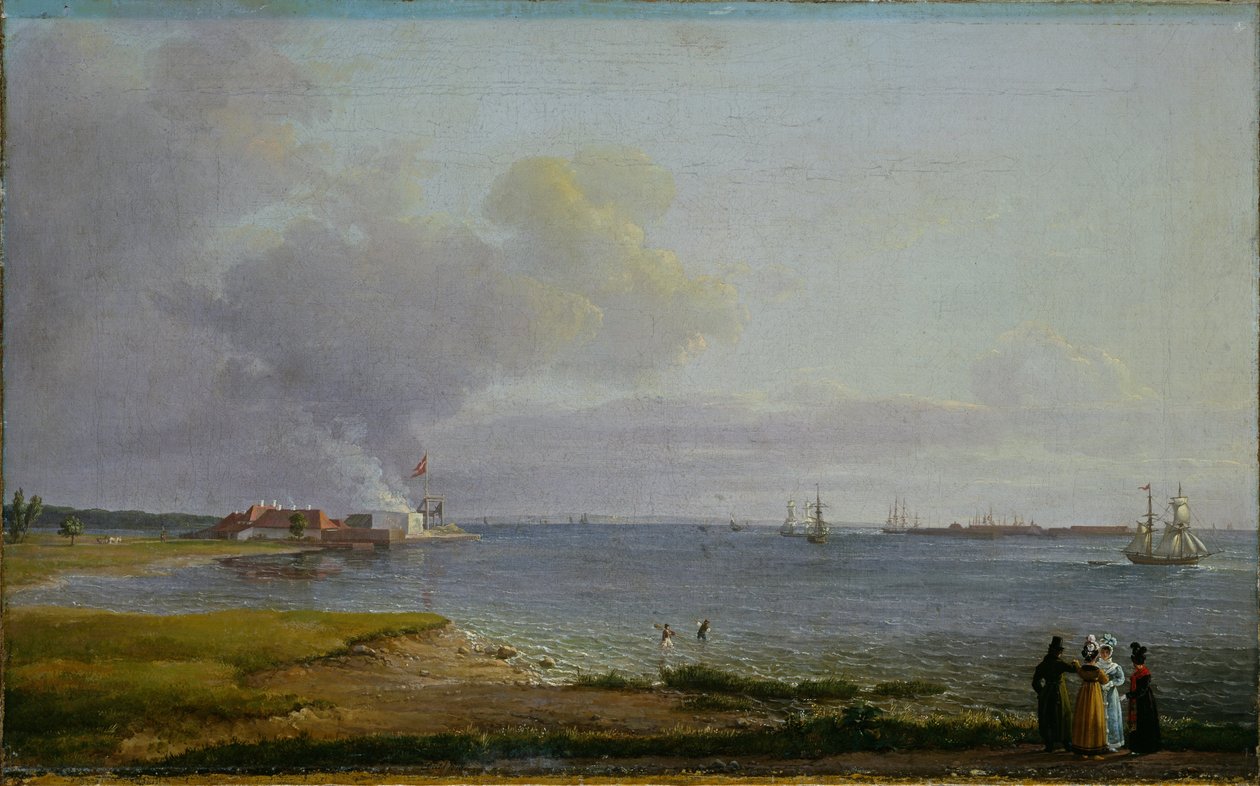 Näkymä Juutinrauman yli Kalkkitehtaan lähellä tekijältä Johan Christian Dahl