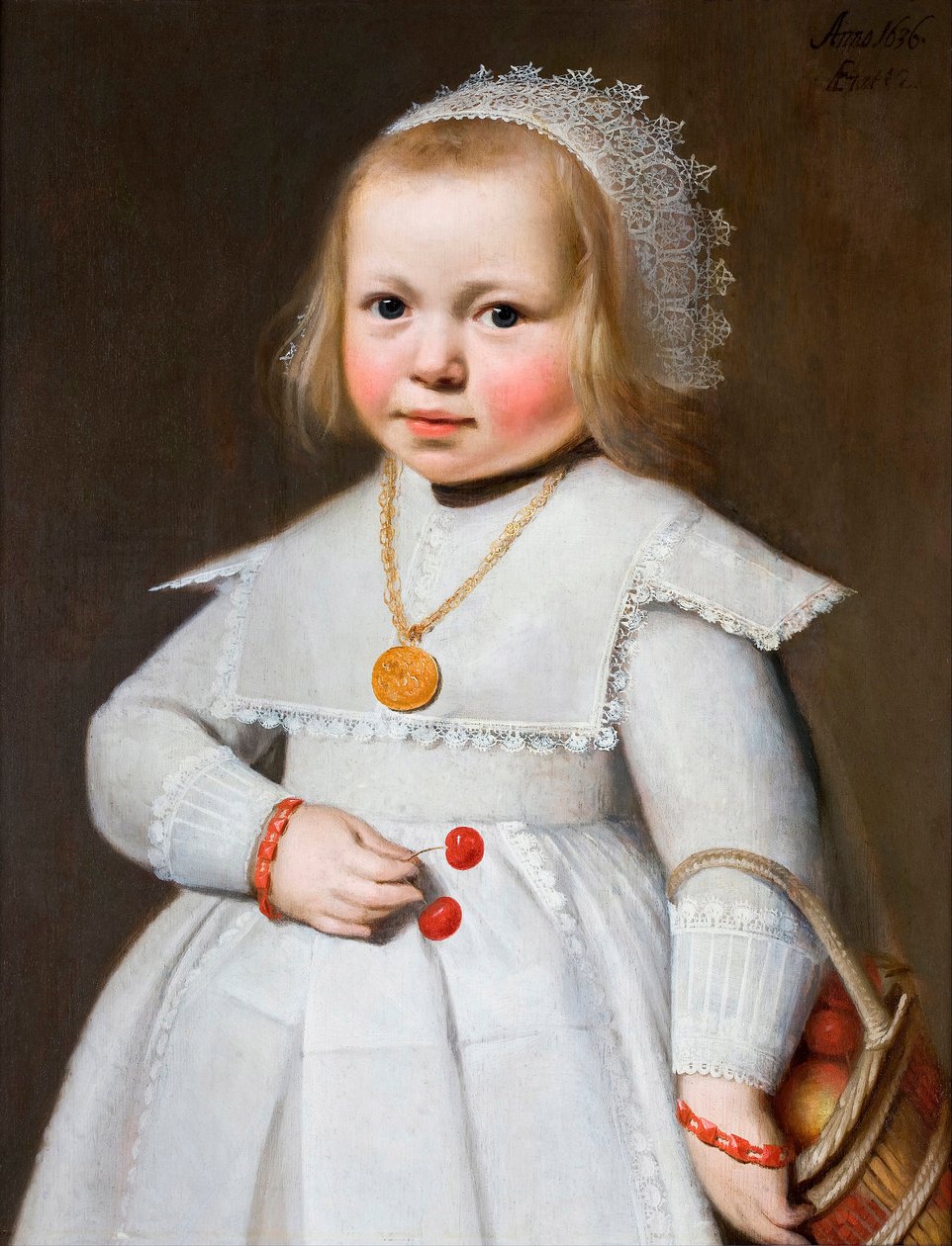 "Kaksivuotiaan tytön muotokuva" (Kaksivuotiaan tytön muotokuva) Jan Cornelisz van Loenen maalaus (1580/1600 -noin 1636) - 1636 - Öljy puulle Dimp 56x45 cm Hallwylska Museet, Tukholma tekijältä Johan Cornelisz van Loenen