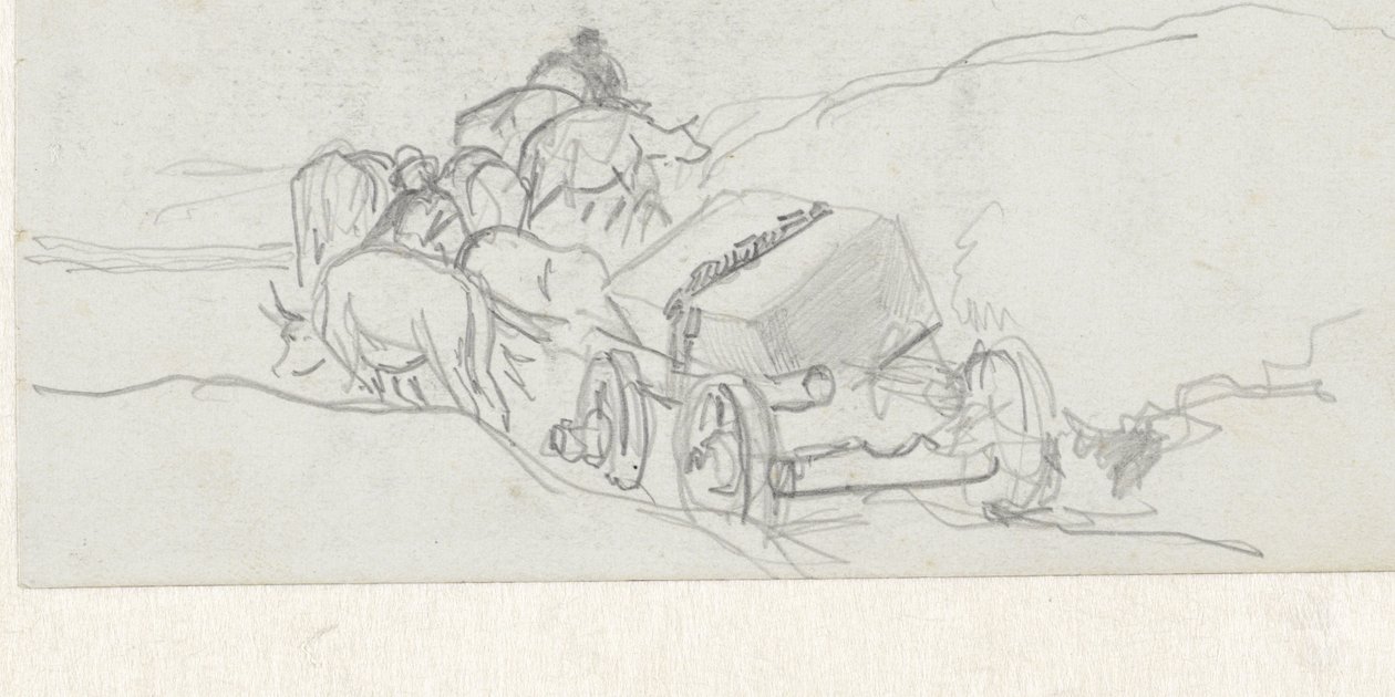 Ossenwagen with a block of stone on top tekijältä Johan Daniël Koelman