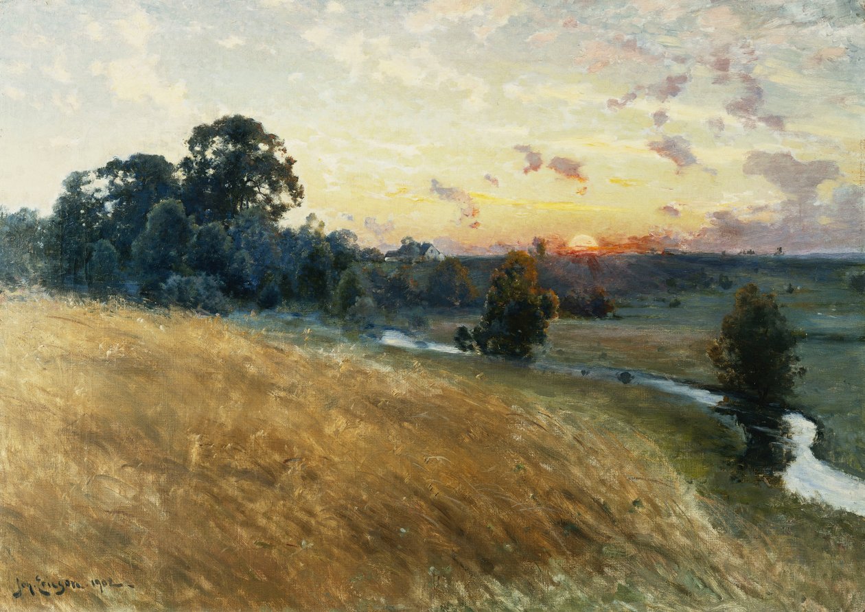 Laaja maisema auringonlaskun aikaan, 1902 tekijältä Johan Ericson