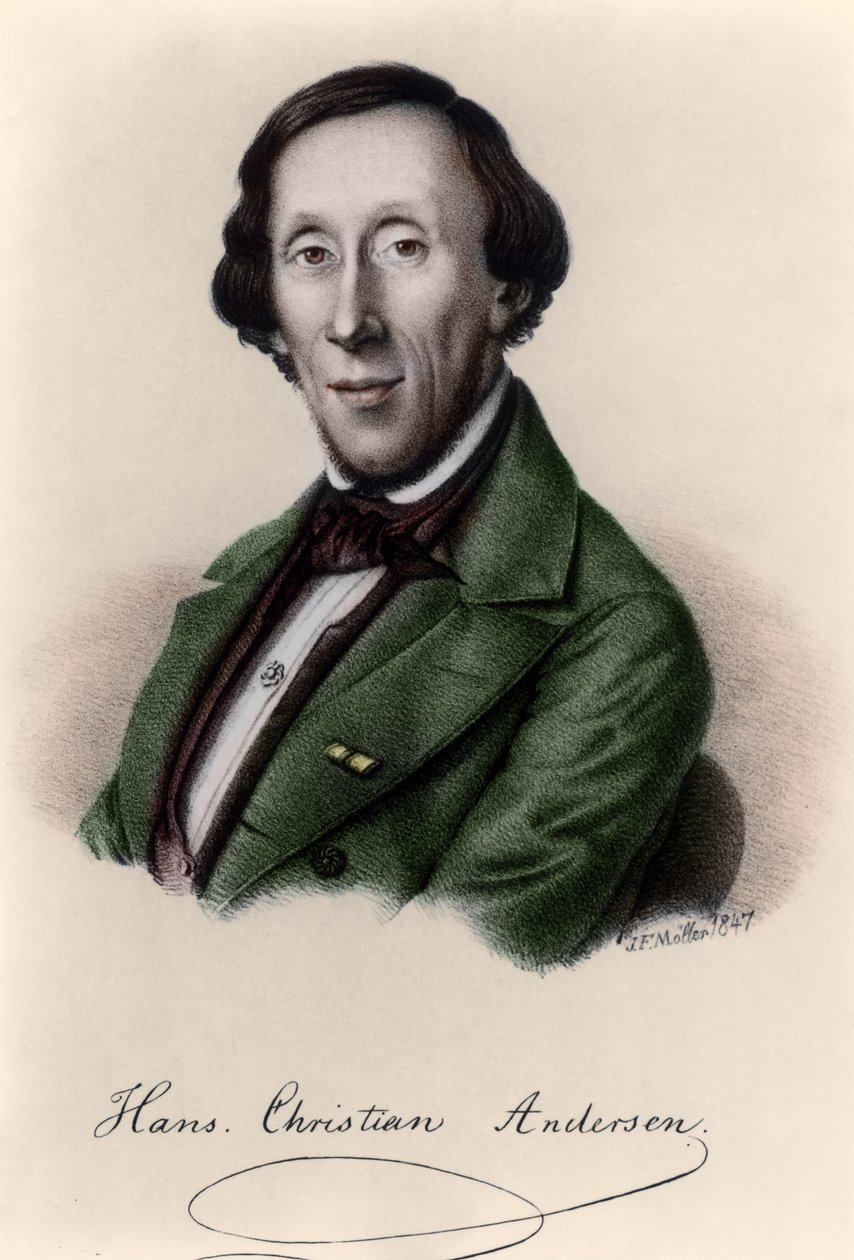 Hans Christian Andersenin (1805-1875) muotokuva (myöhempi väritys) tekijältä Johan Frederick Moller