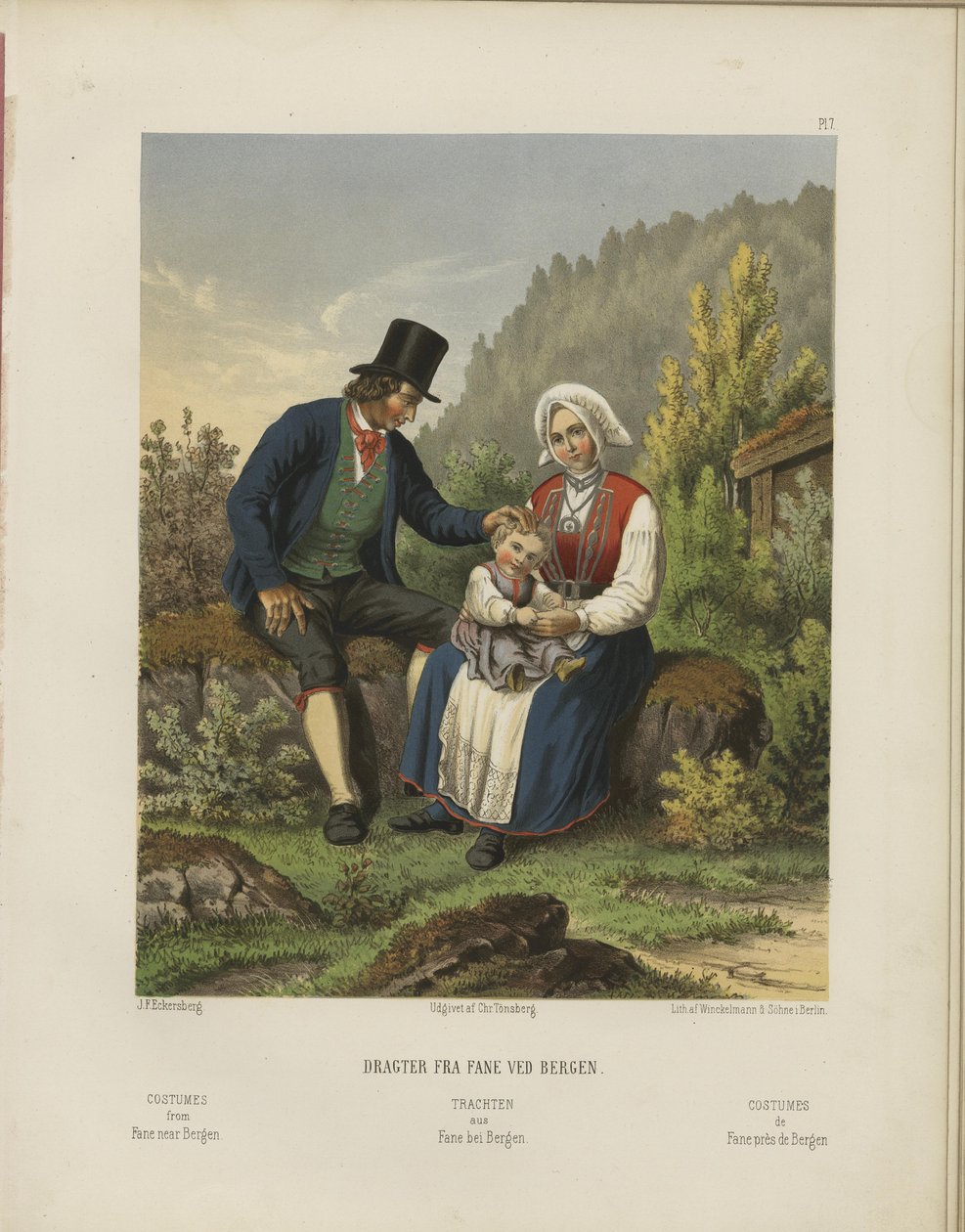 Kuvitus hentet fra boken Udvalgte norske Nationaldragter av ukjent forfatter og utgitt av Chr. Tønsberg (ei, [1861]) tekijältä Johan Fredrik Eckersberg