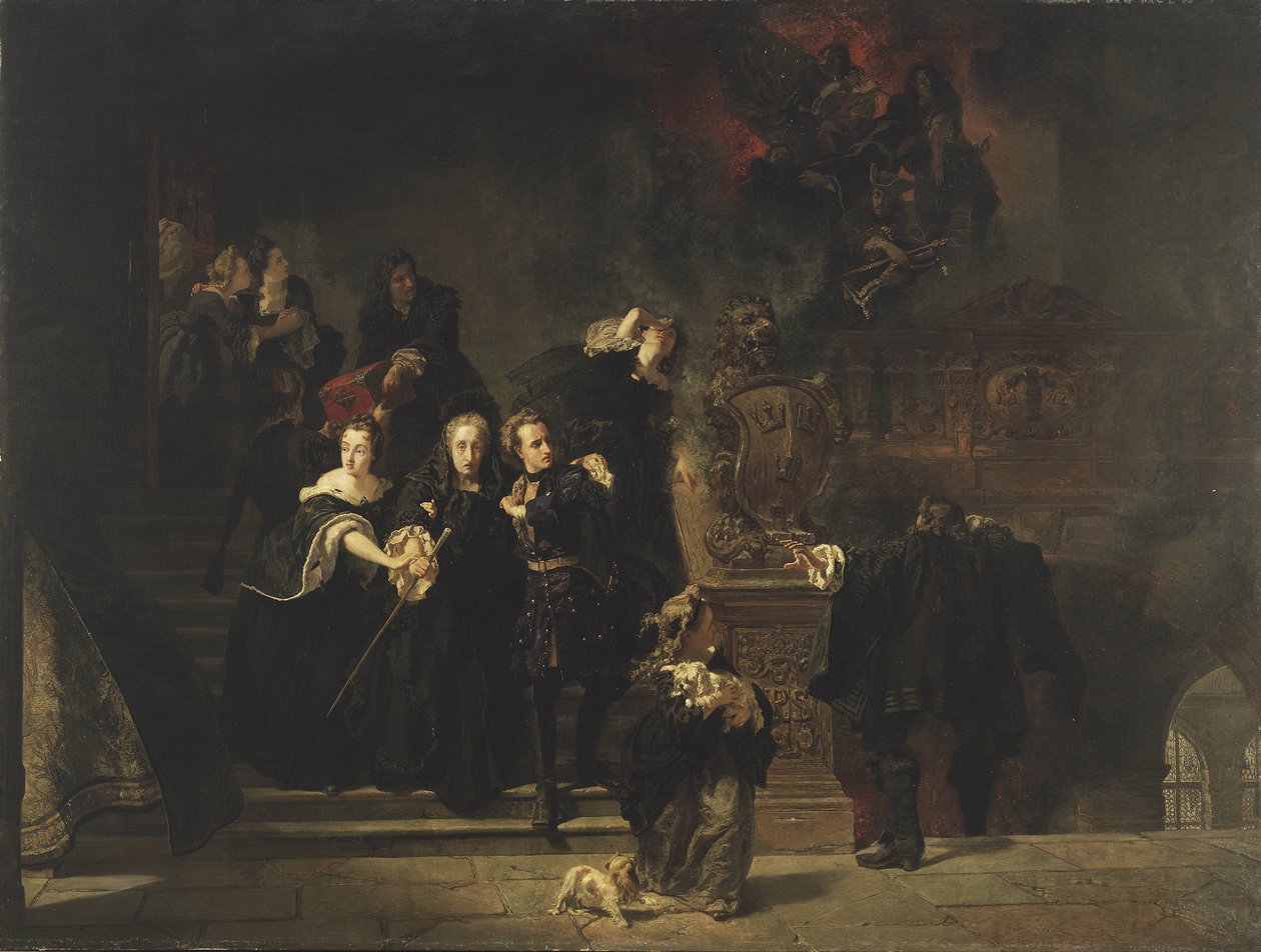 Tukholman kuninkaanlinnan tulipalo, 7. toukokuuta 1697, 1862-66 tekijältä Johan Fredrik Hockert