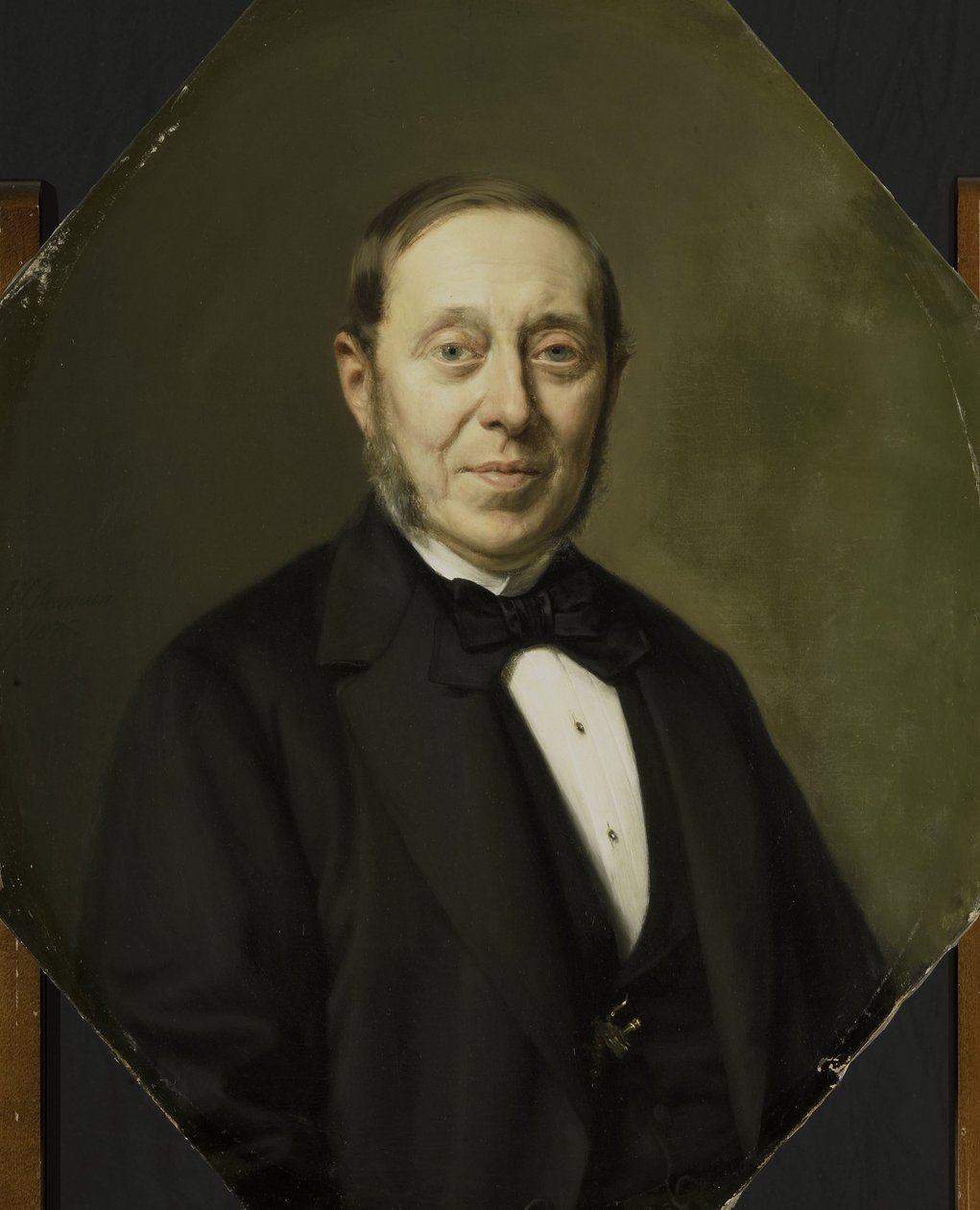 Johannes Cornelis van Pappelendamin (1810-1884) muotokuva. Taiteilija ja taidekauppias. Van der Hoop -museon päällikkö tekijältä Johan Heinrich Neuman