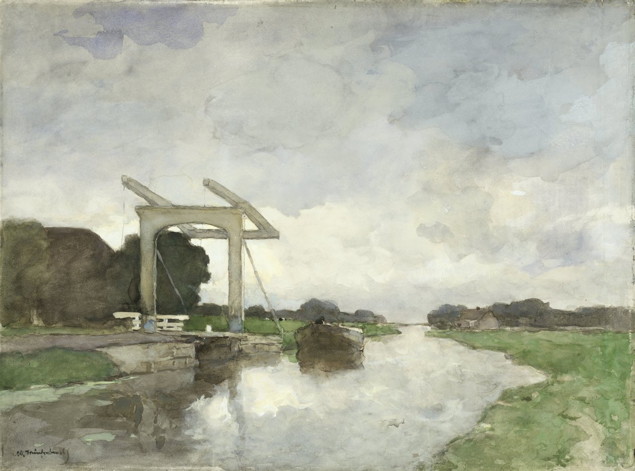 Drawbridge pohjoisessa Drawbridge Noordenissa tekijältä Johan Hendrik Weissenbruch