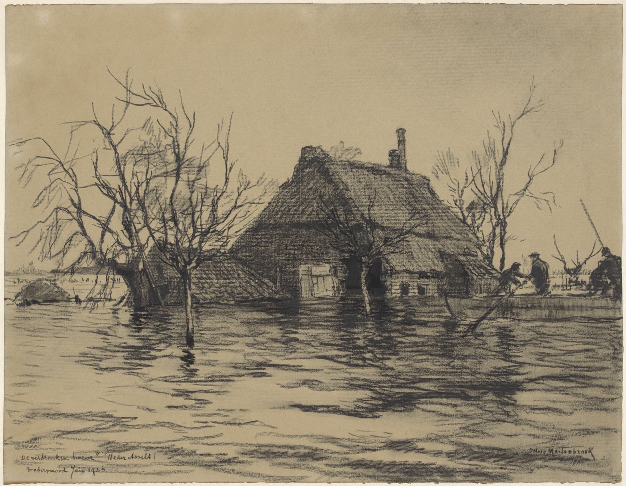 Tulva maatila Neder-Asseltissa (Land van Maas en Waal) tekijältä Johan Hendrik van Mastenbroek