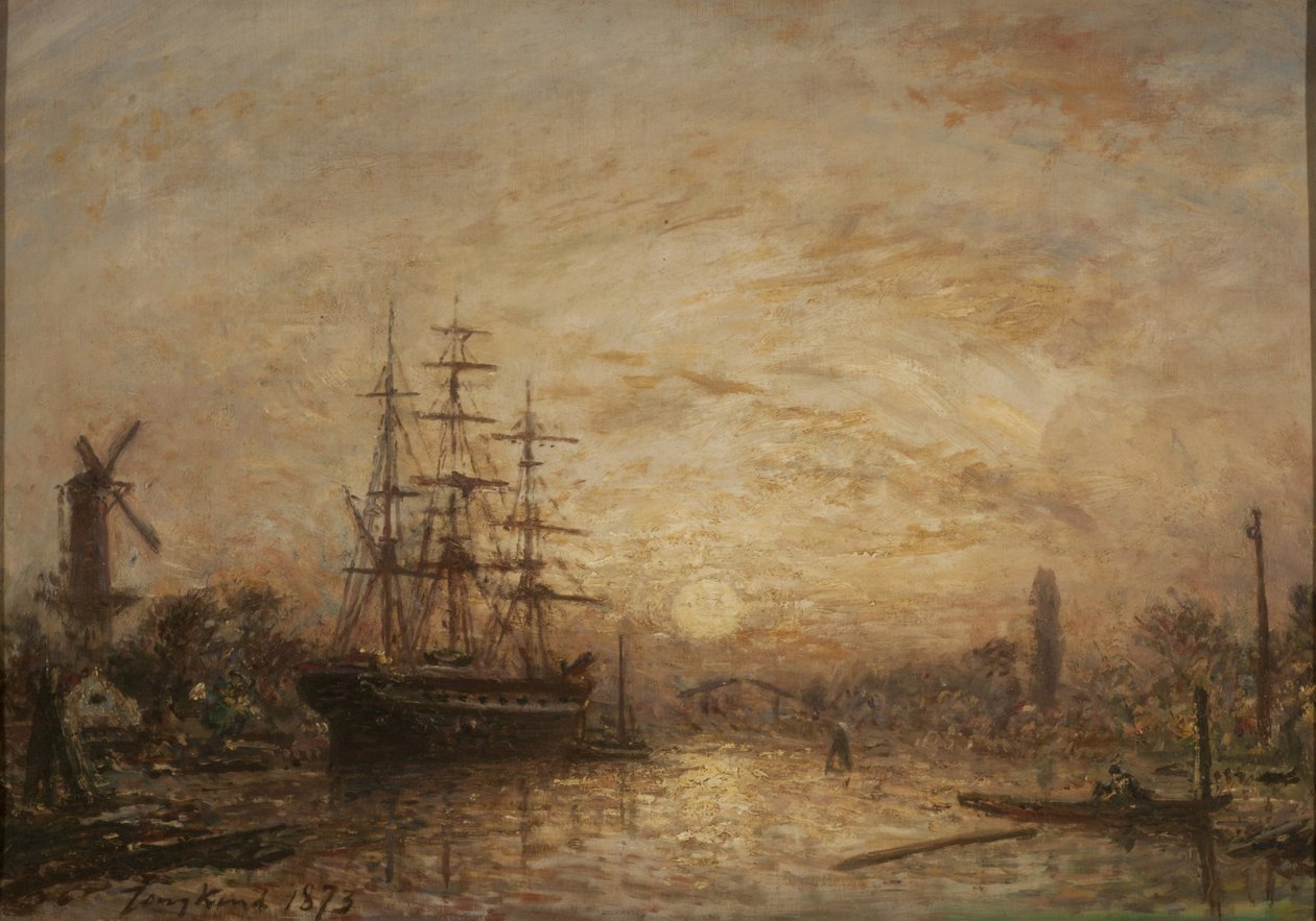 Auringonlasku Hollannissa tekijältä Johan Jongkind