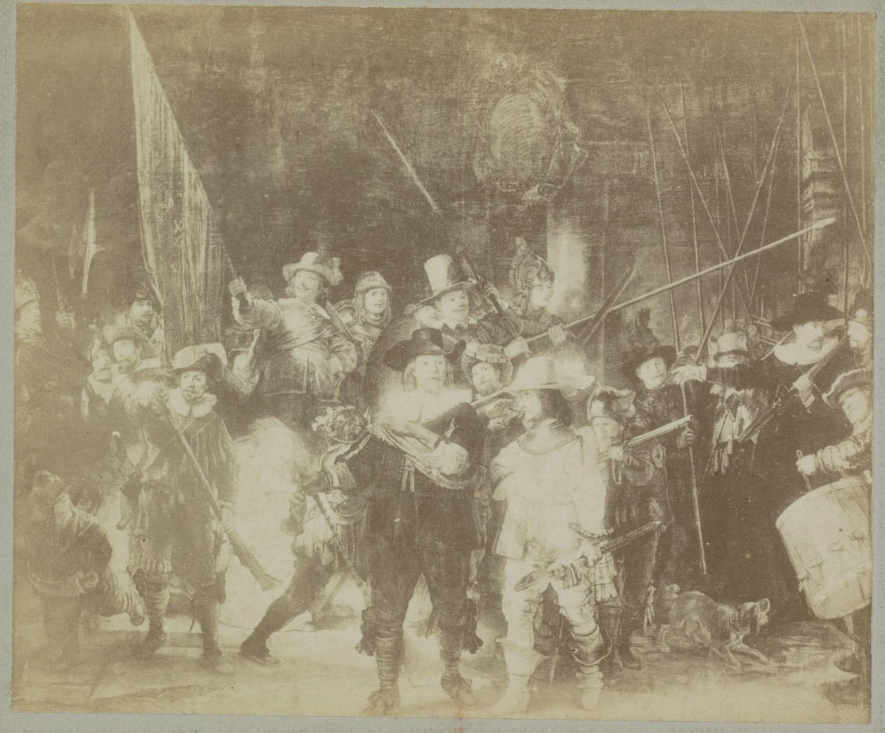 Valokuvakopio Rembrandt Harmenszin maalauksesta "Yövartio". Reinistä Musee d