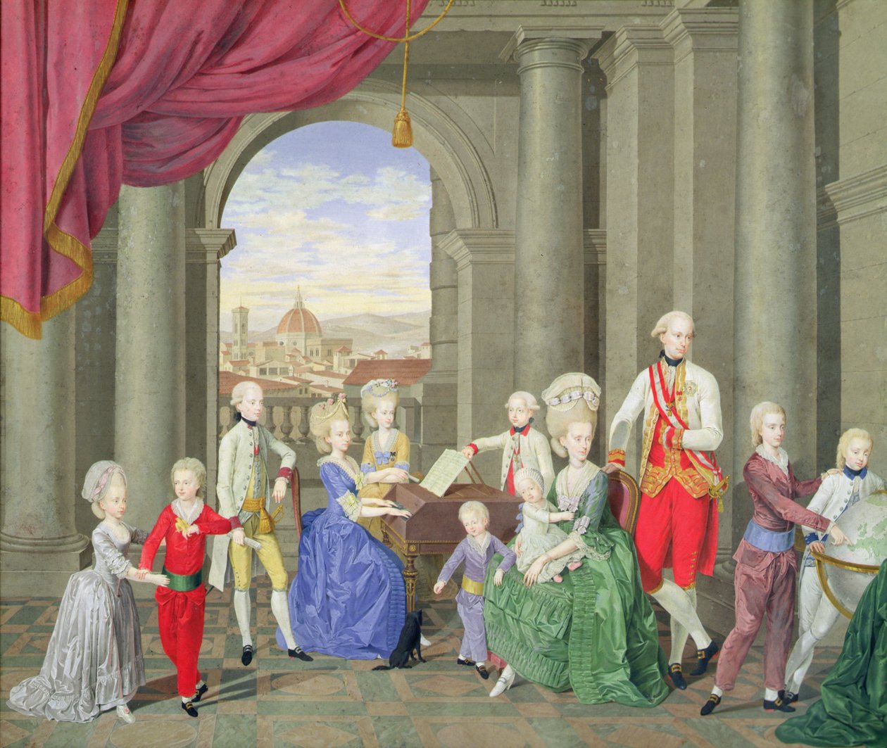 Peter Leopoldin, Toscanan suurherttua (1747-92), myöhemmin Pyhän Rooman keisarin Leopold II:n perhe, noin 1782 tekijältä Johan Moll
