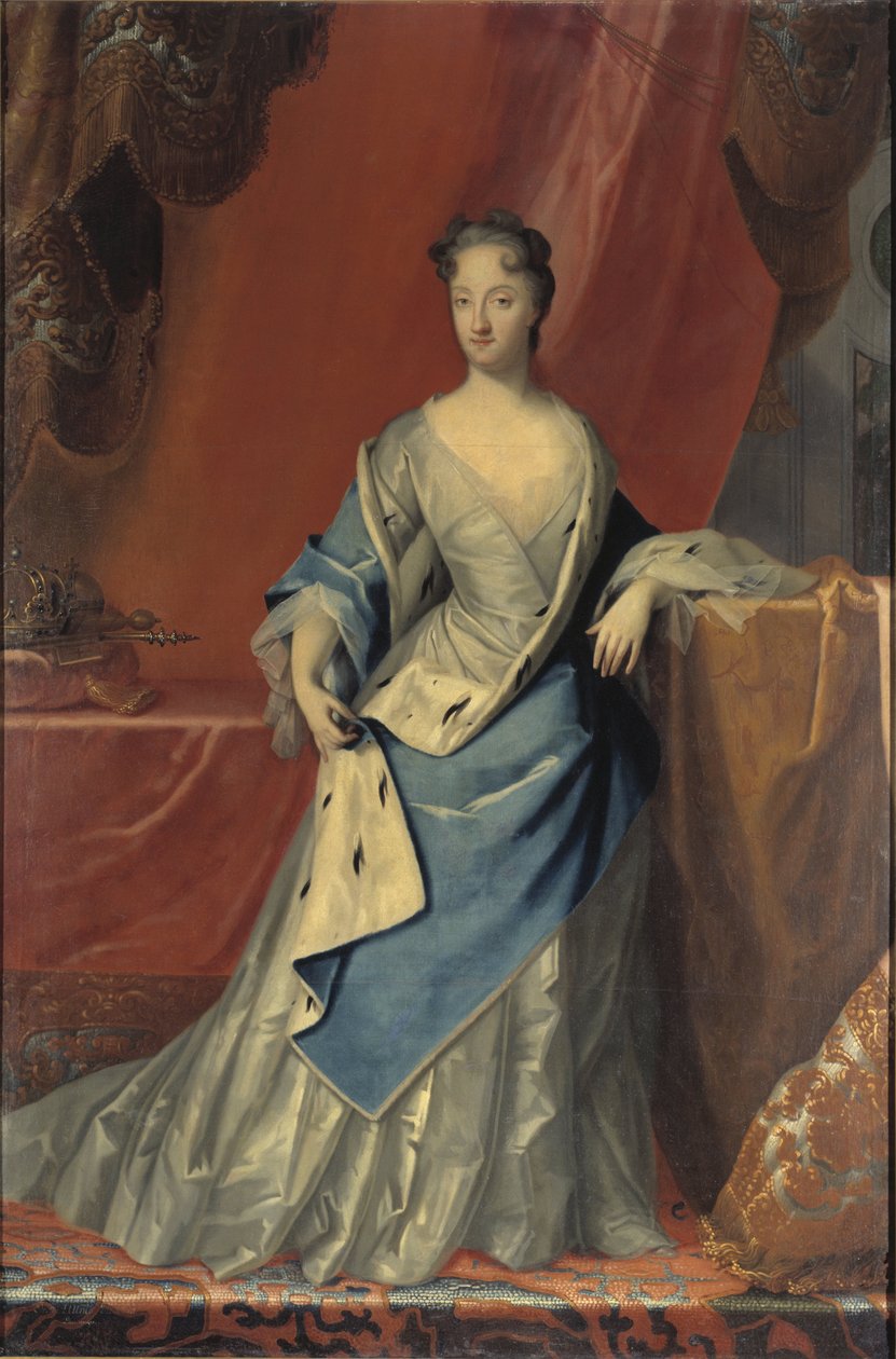 Muotokuva Ulrika Eleonorasta (1688-1741), Ruotsin kuningatar, Starbus, Johan (1679-1724). Öljy kankaalle. Mitat: 210 x 135 cm. Tukholman kansallismuseo tekijältä Johan Starbus