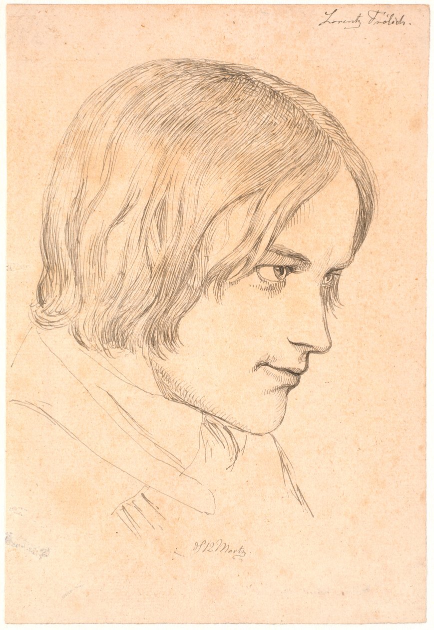 Taidemaalari Lorenz Frølichin (1820-1908) muotokuva tekijältä Johan Thomas Lundbye