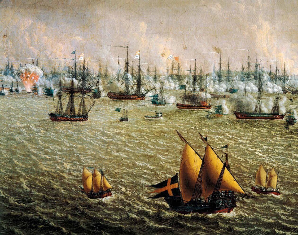 Skargardin taistelu ruotsalaisten ja venäläisten laivastojen välillä Ruotsin Suomen herruudesta, 10.7.1790, Johan Tietrich Schoultz (1754-1807), Venäjän ja Ruotsin sodat tekijältä Johan Tietrich Schoultz