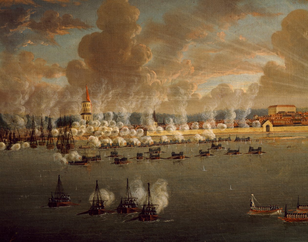 Kustaa III:n ruotsalainen laivasto piiritti Frederikshavnia, 20. toukokuuta 1790, Johan Tietrich Schoultz (1754-1807), Venäjän ja Ruotsin sodat, tanska tekijältä Johan Tietrich Schoultz