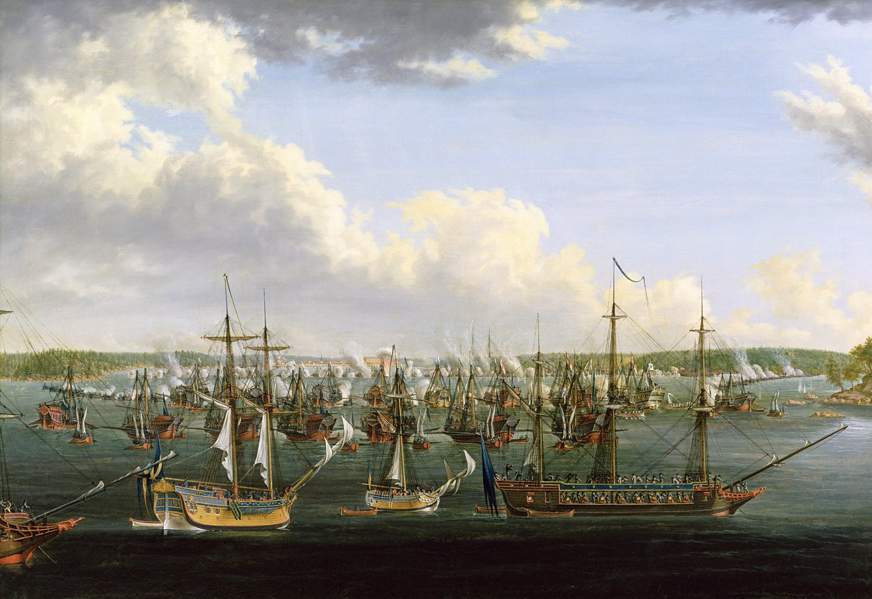 Fredrikshamnin taistelu, 15. toukokuuta 1790 öljy kankaalle tekijältä Johan Tietrich Schoultz