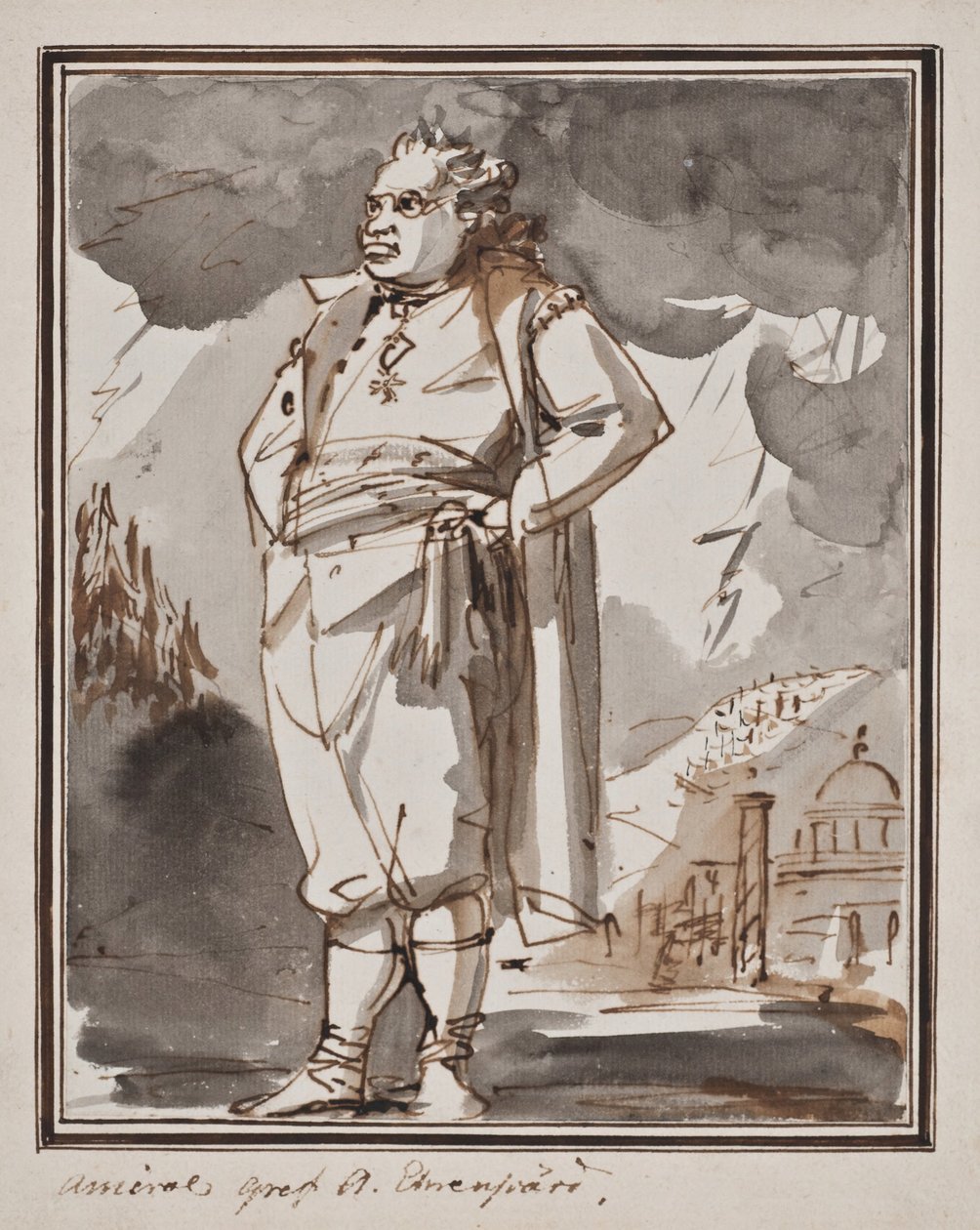 Carl August Ehrensvärdin kokovartalokuva tekijältä Johan Tobias Sergel