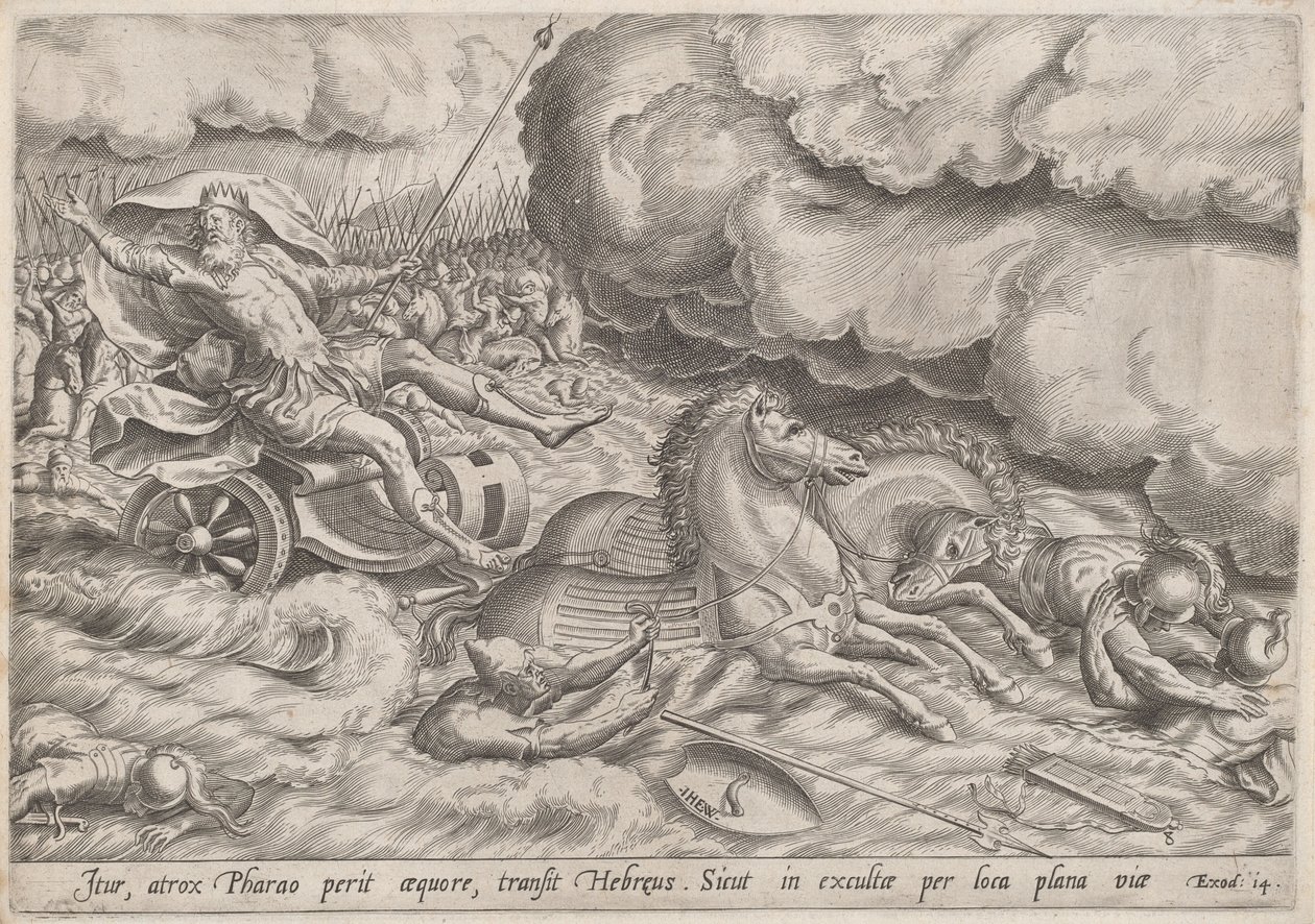 Punaisenmeren ylitys tekijältä Johan Wierix, after Maarten van Cleef