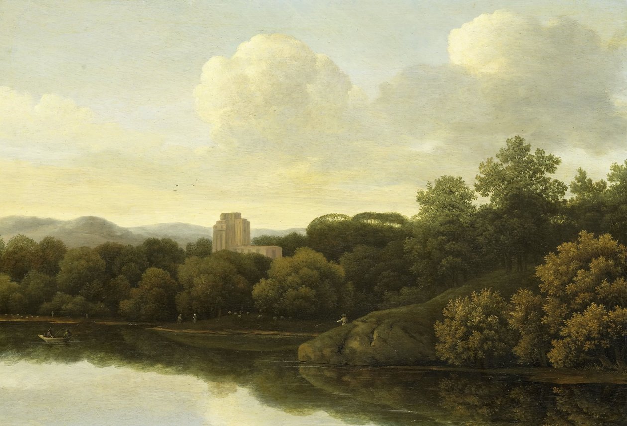 Metsäinen maisema joen kanssa tekijältä Johan de Lagoor (attributed to)