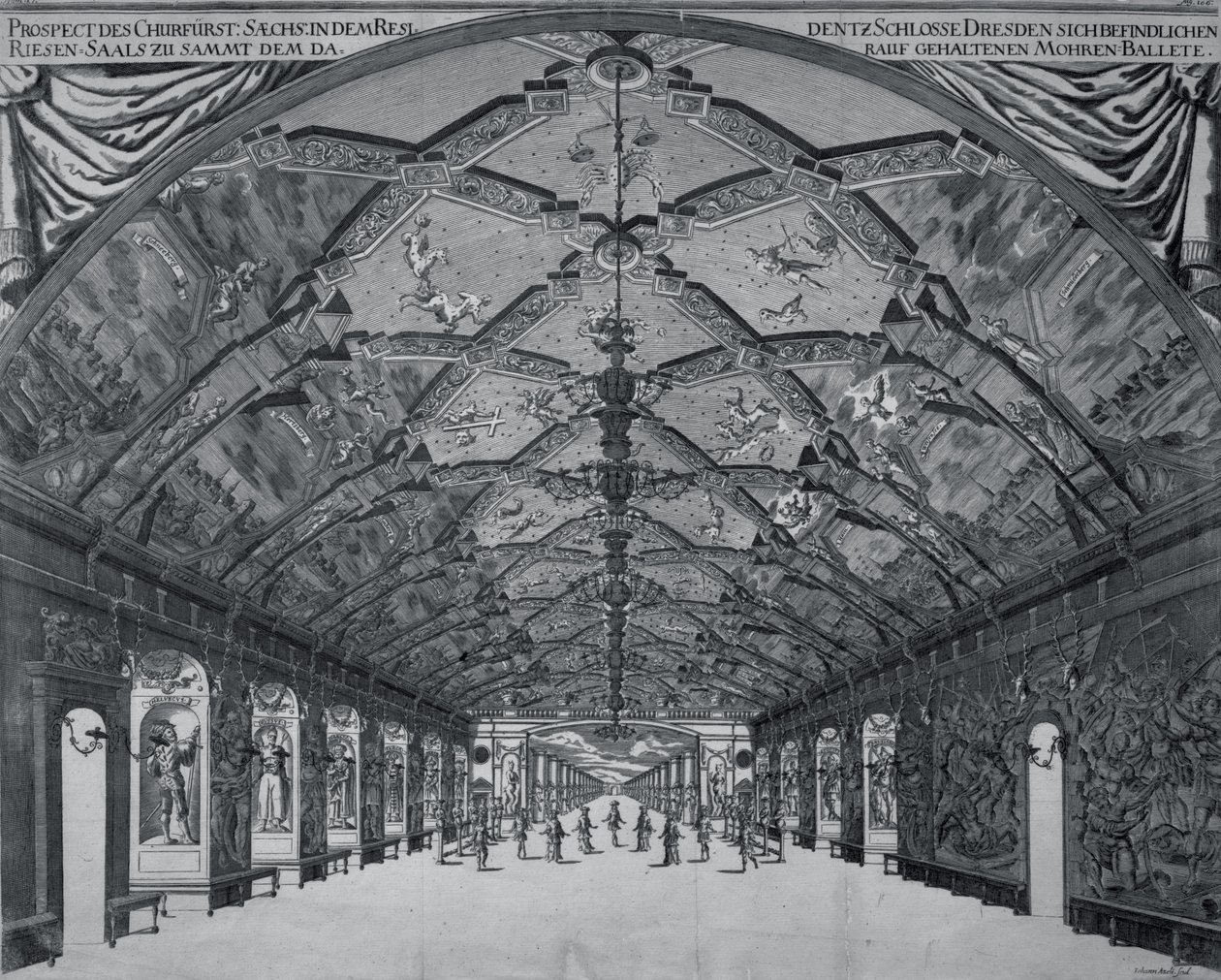 Giants Hall maurilaisen baletin kanssa Dresdenissä vuonna 1678 tekijältä Johann Atzelt