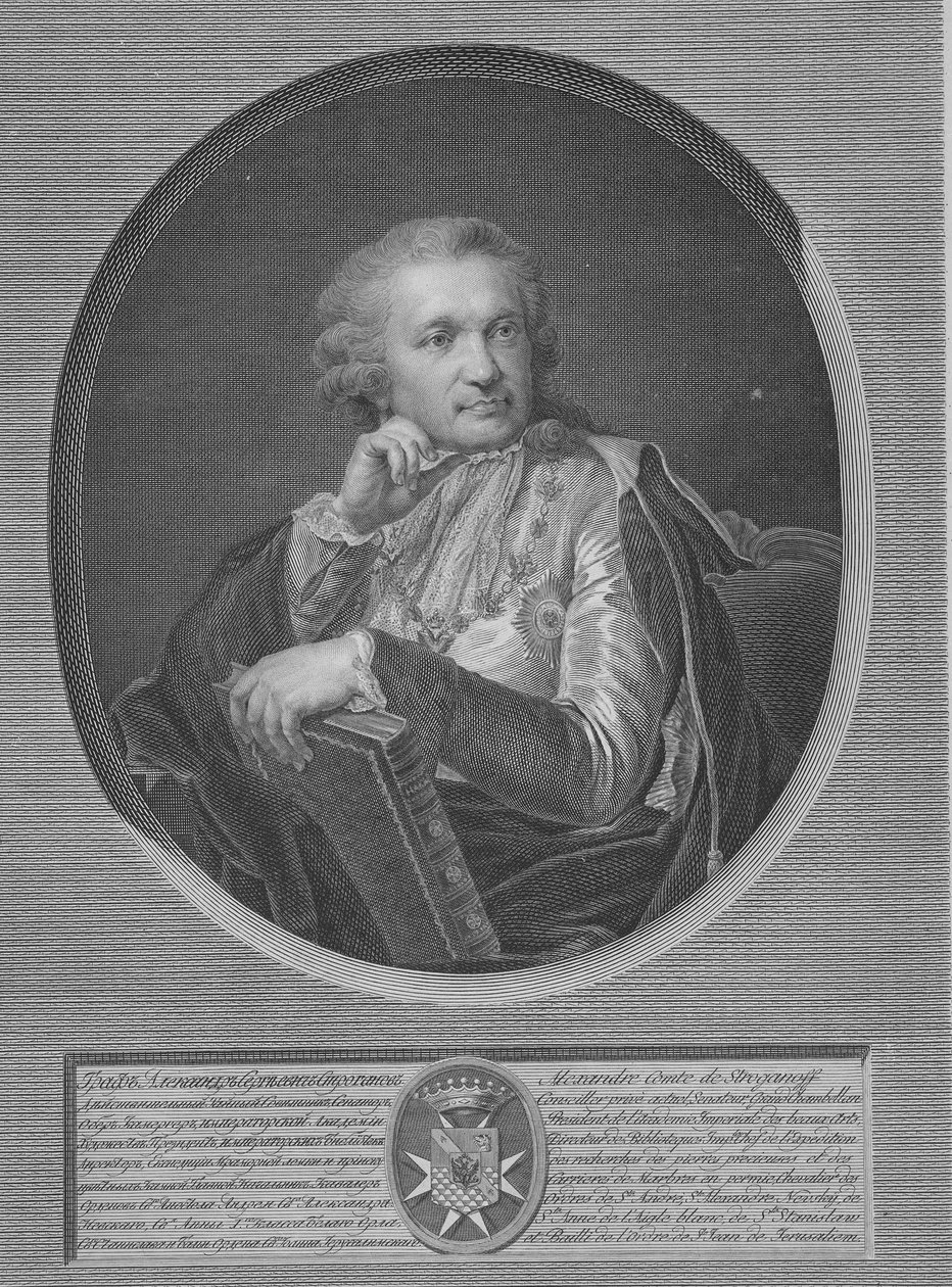 Kreivi Stroganov, kaiverrus Ignaz Sebastian Klauber, 1802 tekijältä Johann Baptist Edler von Lampi