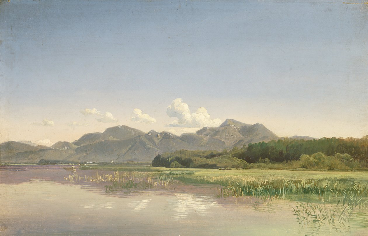 The Chiemsee at Stock (öljy paperille kankaalle kiinnitettynä) tekijältä Johann Beckmann