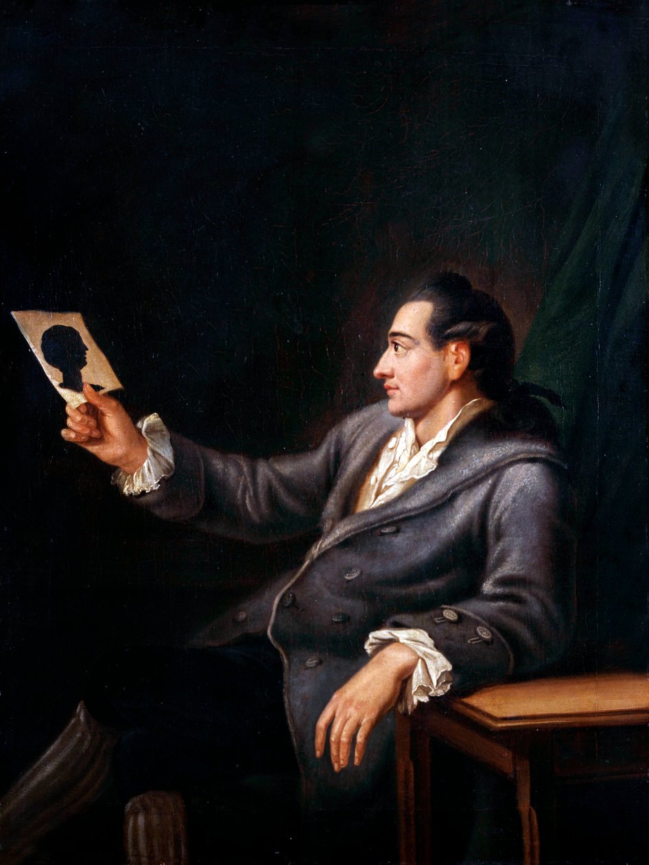 Johann Wolfgang Von Goethe katselee siluettia, kopio G. M. Krausin maalauksesta, n. 1778 tekijältä Johann Ehrenfried Schumann