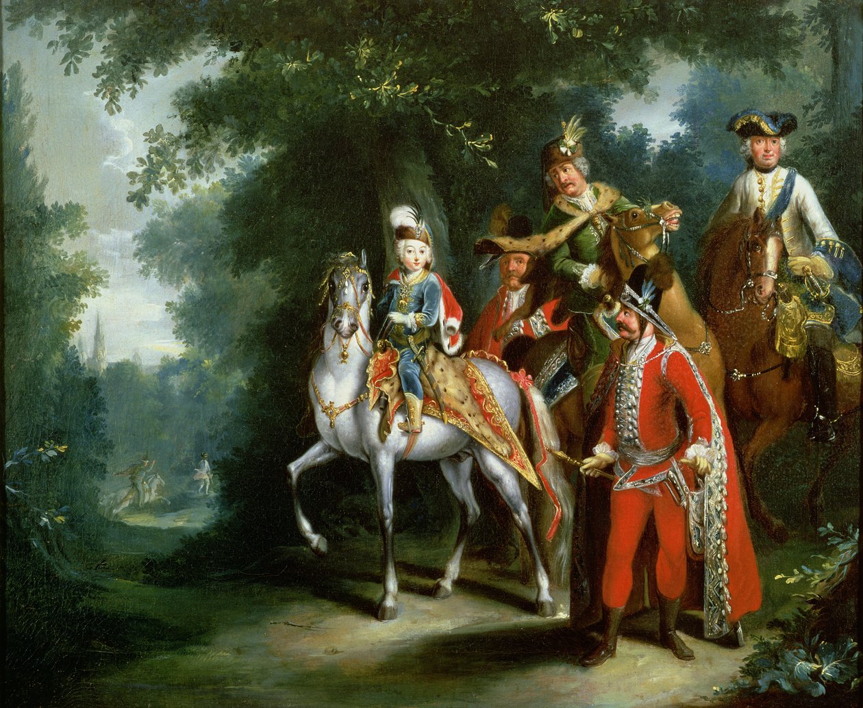 Joosef II, Saksan keisari (1741-90) oppi ratsastamaan kuuden vuoden iässä, 1748 tekijältä Johann Elias Ridinger or Riedinger