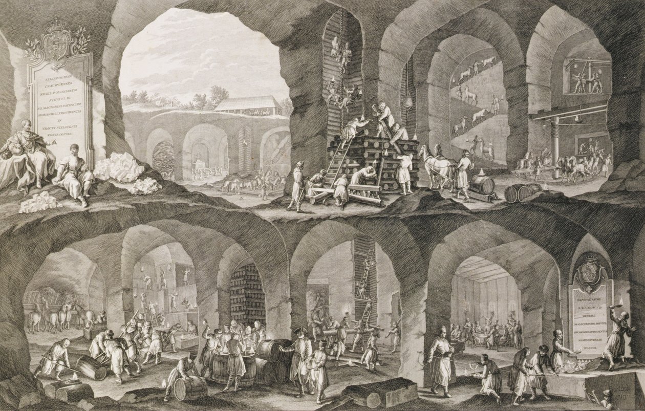 Suolakaivoksen sisällä Wieliczkassa tekijältä Johann Esaias Nilson