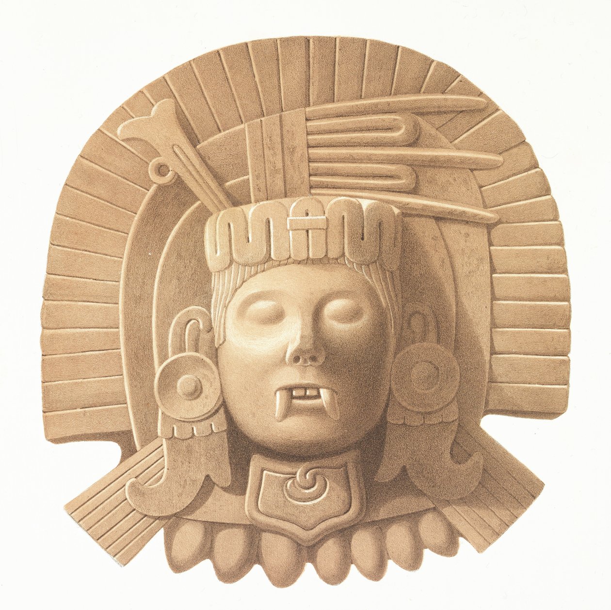 Lauta "Ancient Monuments of Mexico" -kaiverruksesta, Bachelier, 1866 tekijältä Johann Friedrich Maximilian von Waldeck