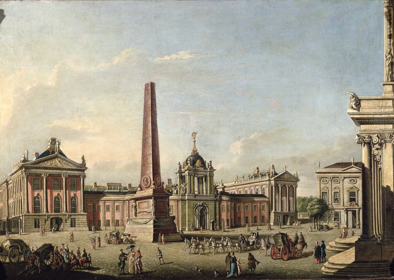 Näkymä vanhalle torille ja Schloss Sanssoucin etuportille, 1773 tekijältä Johann Friedrich Meyer