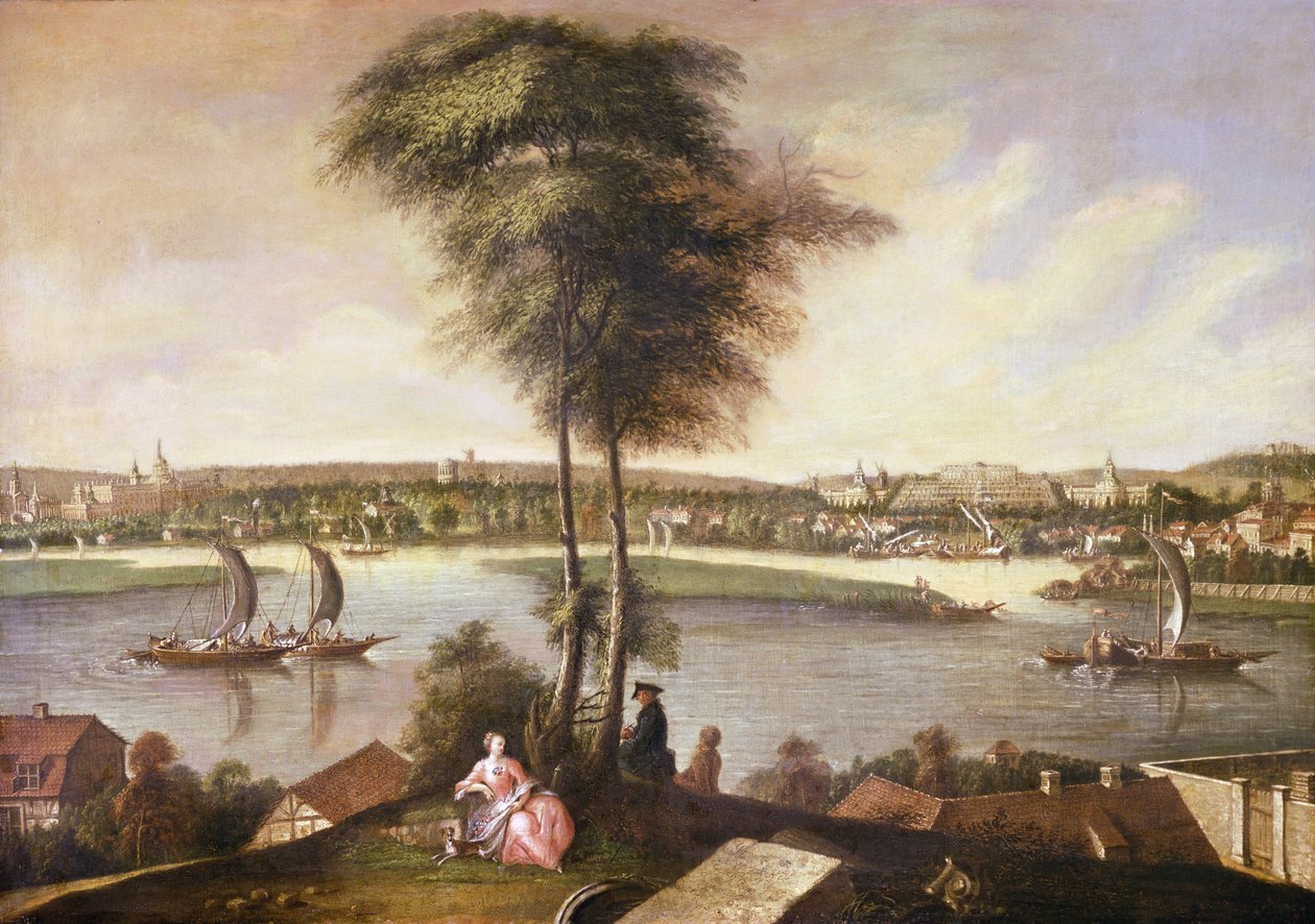 Näkymä Sanssoucin puistoon Brauhausbergistä, 1772. tekijältä Johann Friedrich Meyer