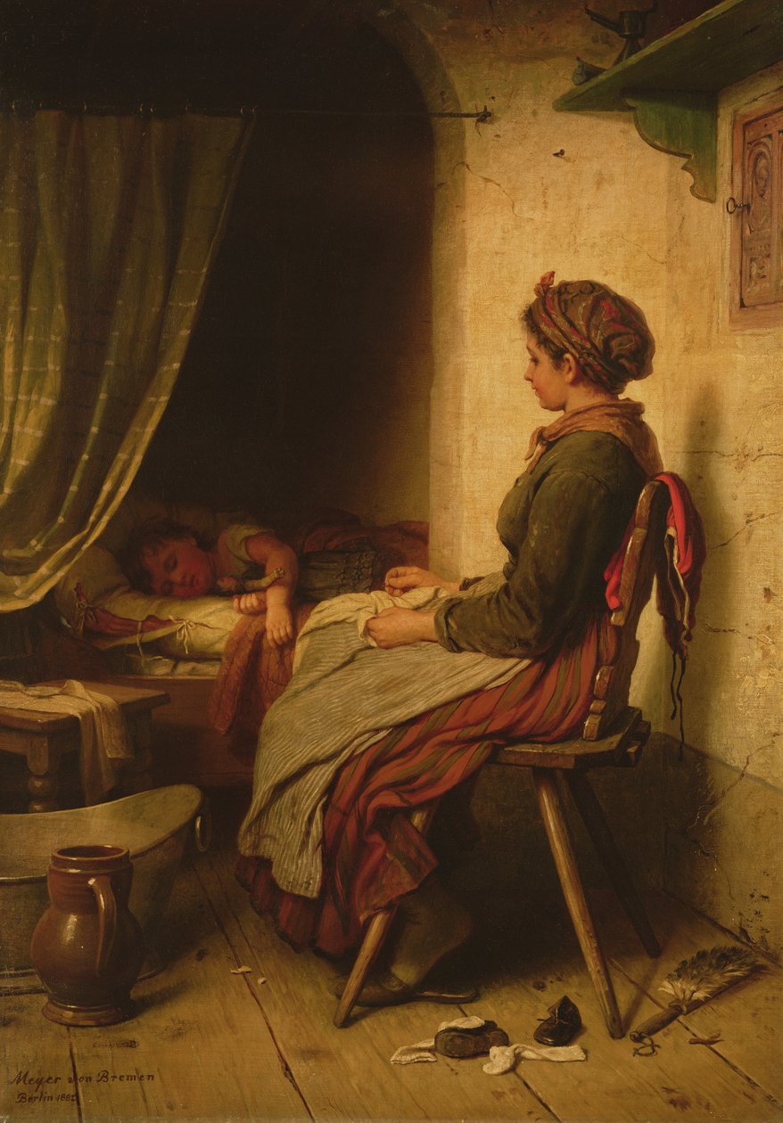 Nukkuva lapsi, 1800-luku tekijältä Johann Georg Meyer von Bremen