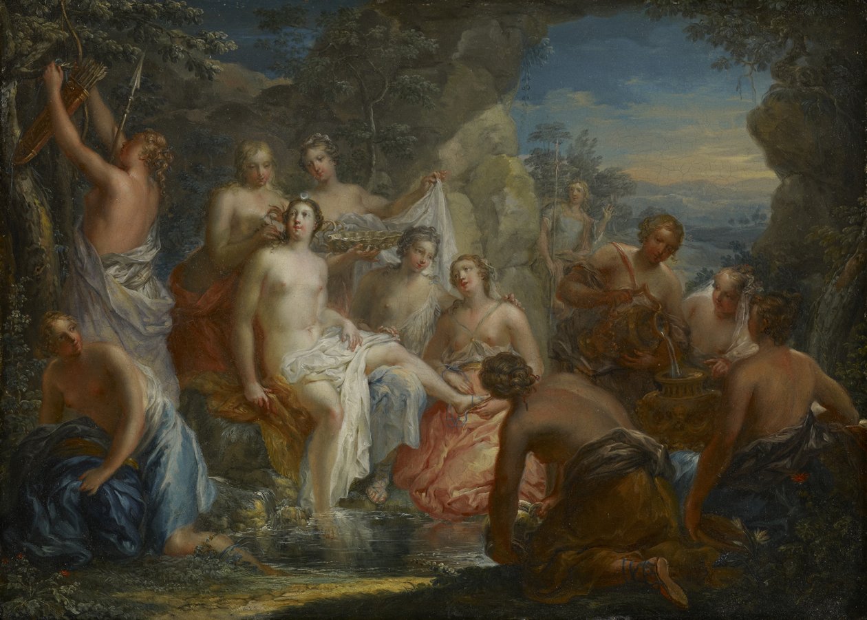 The Bath of Diana, n. 1730 (öljy kuparille) tekijältä Johann Georg Platzer