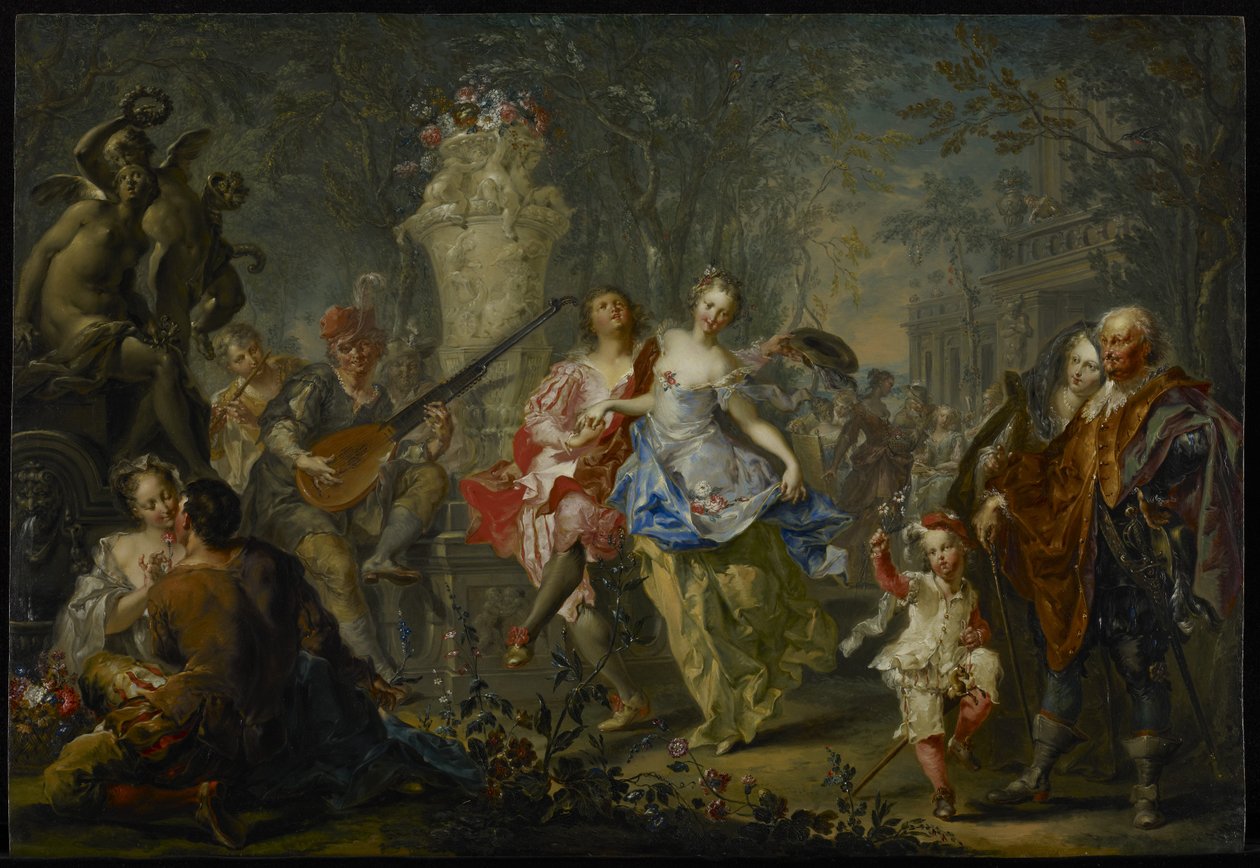 Vuodenaikojen ilot: Kevät, n. 1730 (öljy kuparilla) tekijältä Johann Georg Platzer