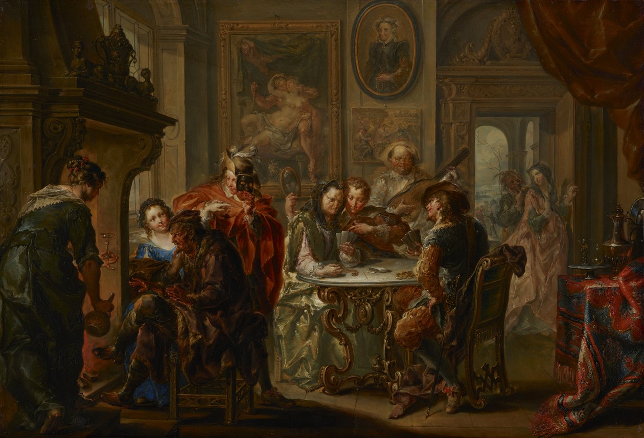 Vuodenaikojen ilot: Talvi, n. 1730 (öljy kuparilla) tekijältä Johann Georg Platzer