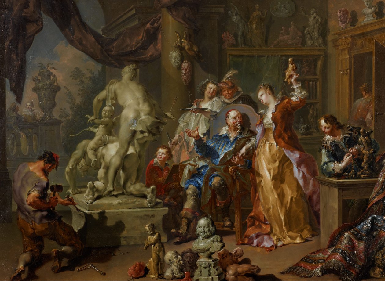 Kuvanveistäjien studio tekijältä Johann Georg Platzer