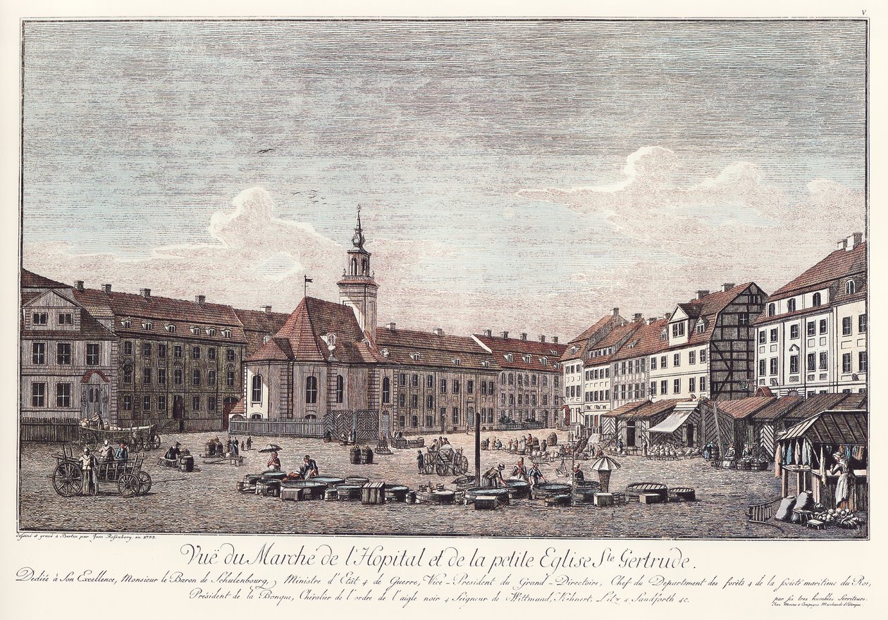Ansicht des Spittelmarktes mit der Gertraudenkirche, Alt-Berlin tekijältä Johann Georg Rosenberg