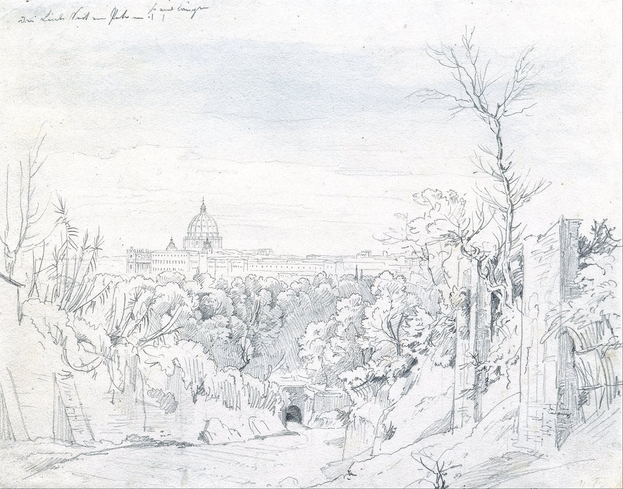 Näkymä Pyhän Pietarin basilikalle Roomassa tekijältä Johann Georg von Dillis