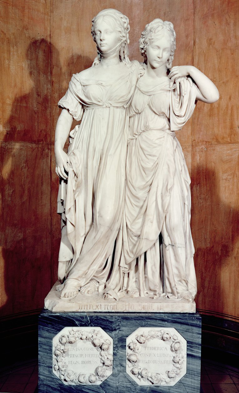 Preussin prinsessojen Louisen (1776-1810) ja Frederican (1778-1841) kaksoispatsas, 1795 (marmori). tekijältä Johann Gottfried Schadow