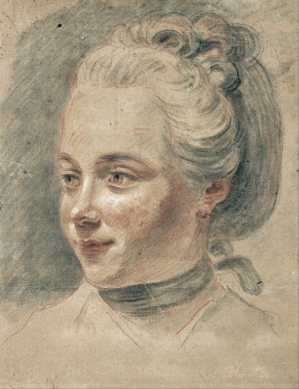 Kolmen neljänneksen näkymä tytön päästä vasemmalle kääntyen tekijältä Johann Heinrich Wilhelm Tischbein