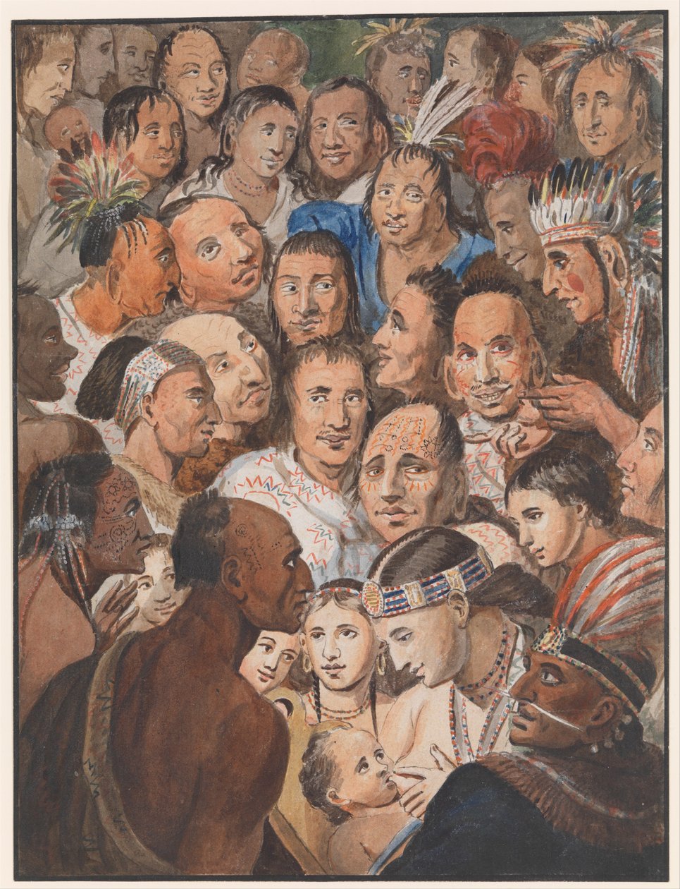 Tableau of Indian Faces, n. 1811–1813 tekijältä Johann Ludwig Krimmel
