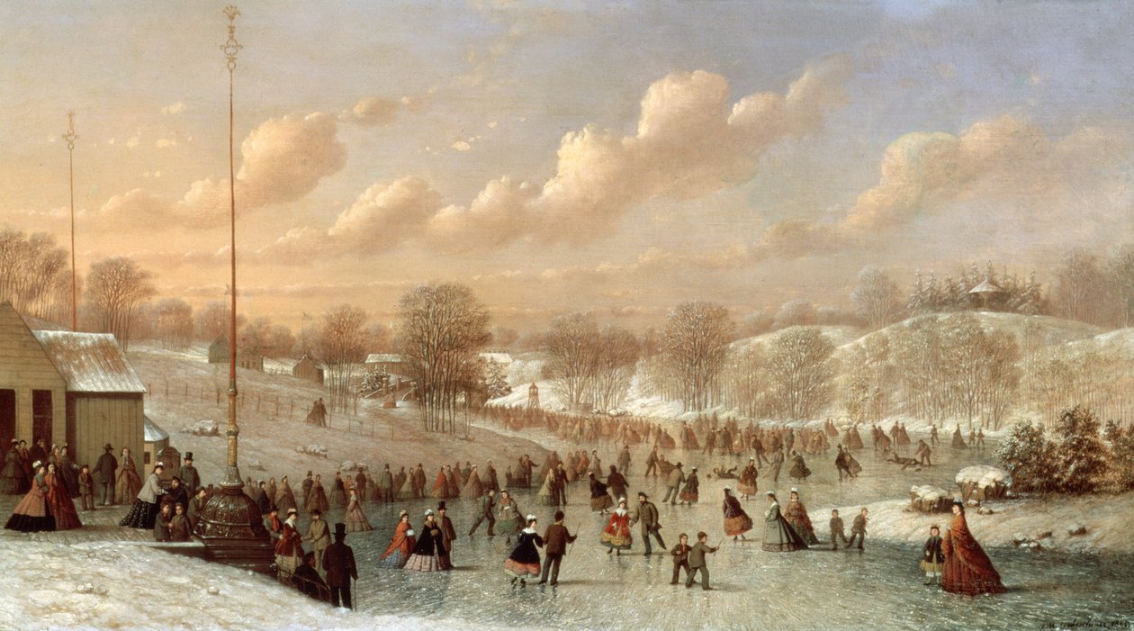 Luistelupaikka, Central Park, 1865 tekijältä Johann Mongels Culverhouse
