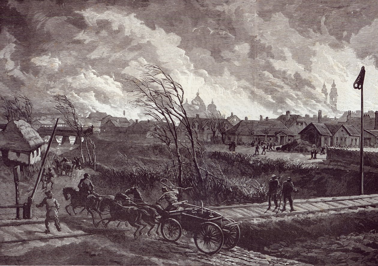 Stryn polttaminen lähellä Lembergiä, The Illustrated London News, 1. toukokuuta 1845 tekijältä Johann Nepomuk Schonberg