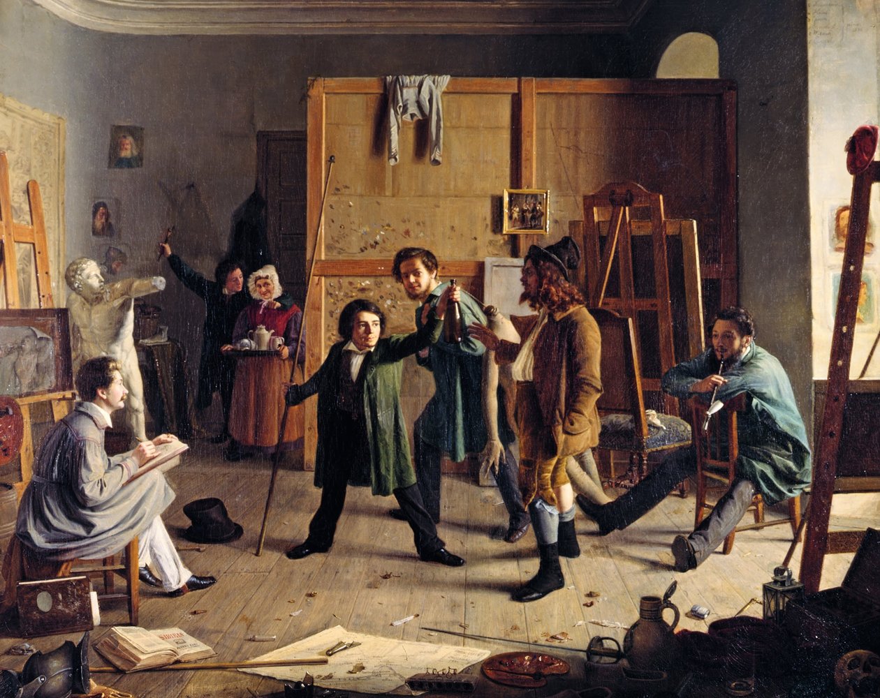 Studio -kohtaus tekijältä Johann Peter Hasenclever