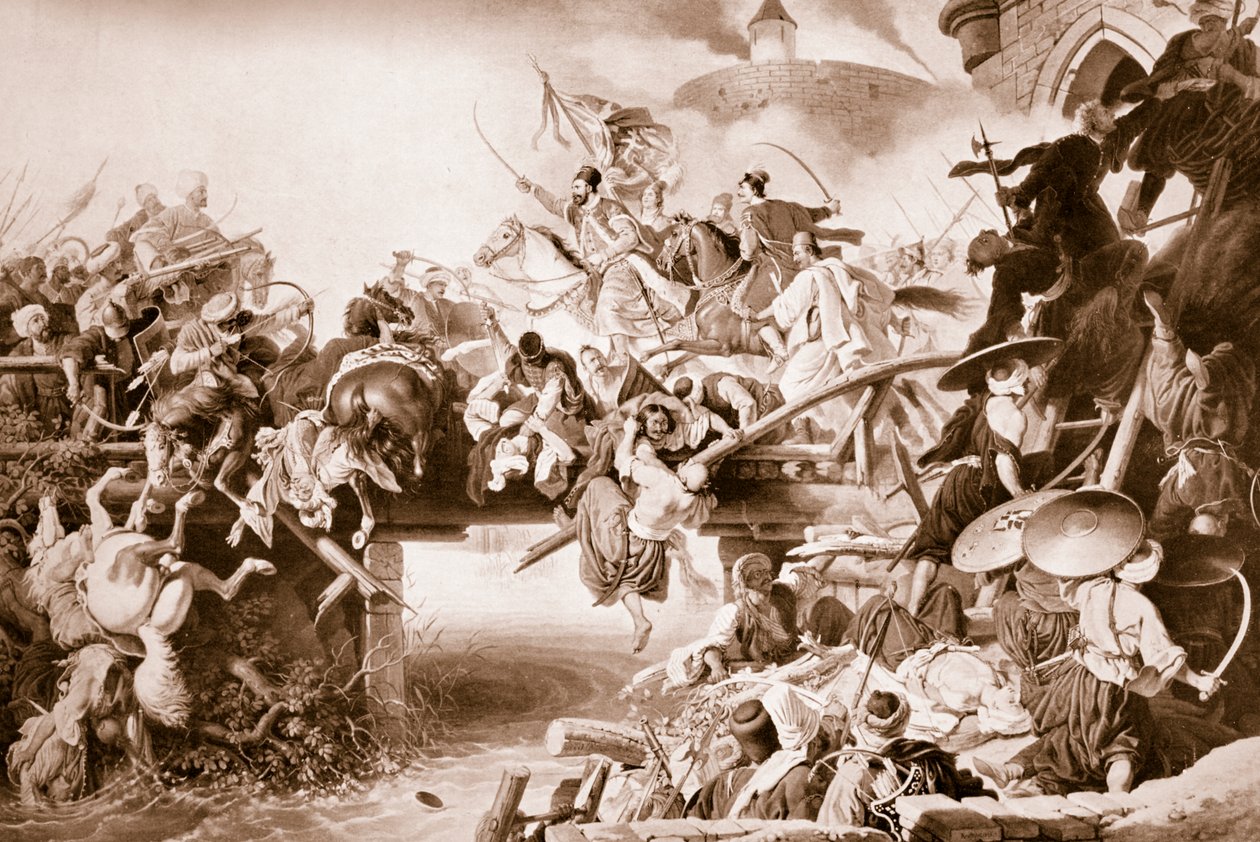 Sortie of Zrinyi Szigetvarin puolustaessa turkkilaisia vastaan, 1566, 1825 tekijältä Johann Peter Krafft