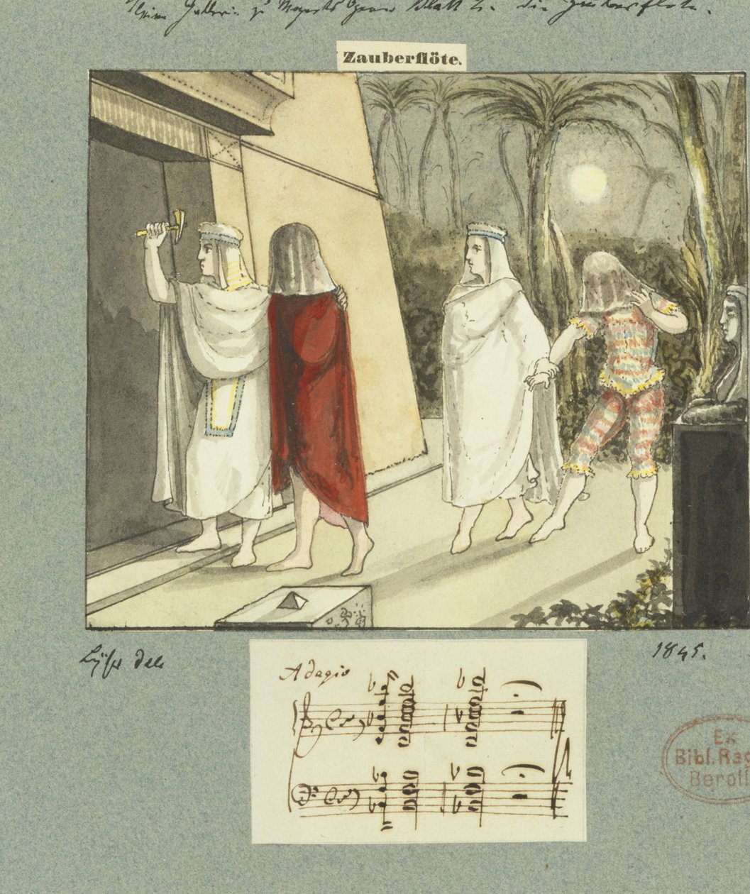 Kuvitus Mozartin "Taikahuilulle", 1845 tekijältä Johann Peter Lyser