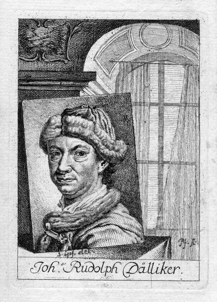 autoportrait gravé tekijältä Johann Rudolf Dälliker